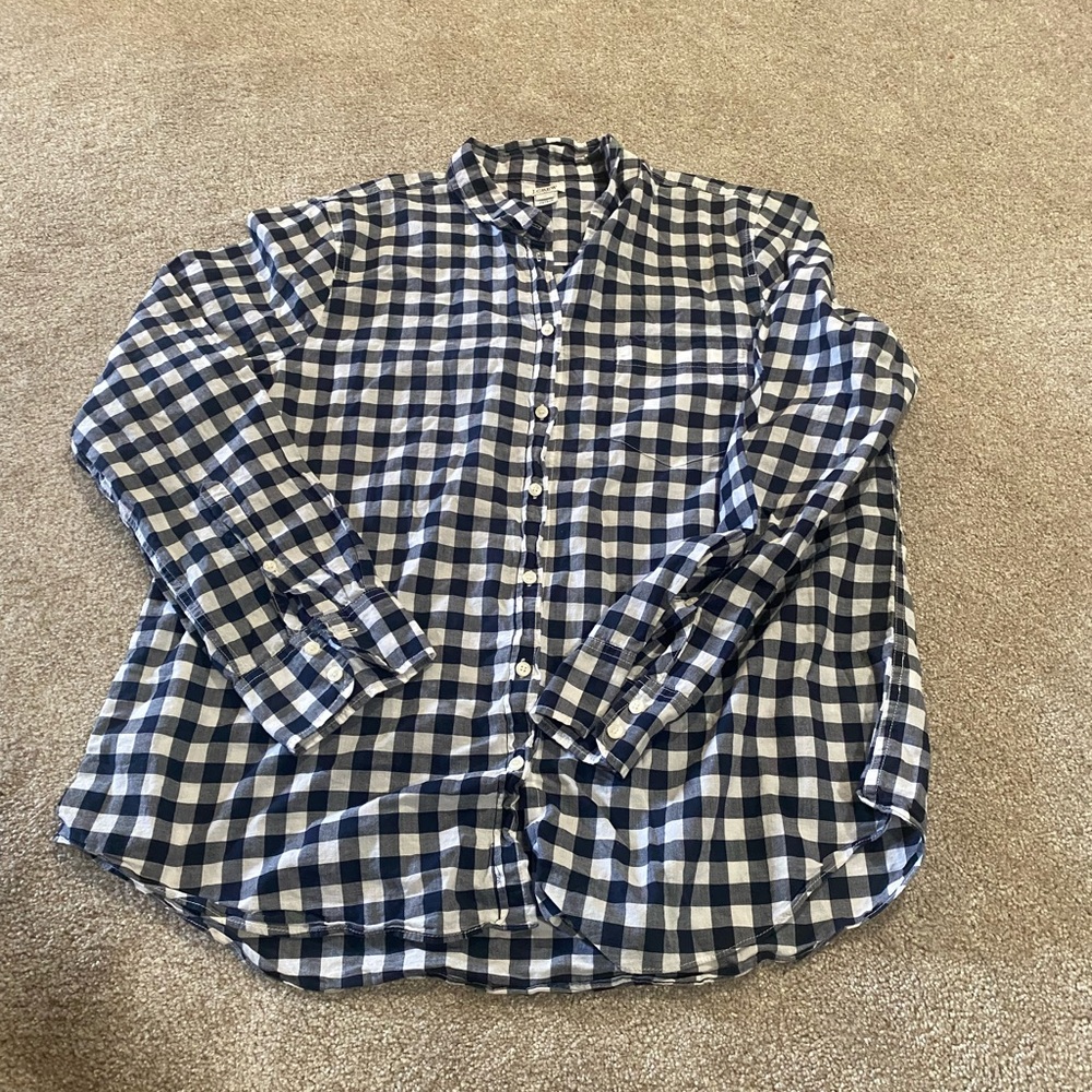 J. Crew Blue and White Casual Button Down Shirt